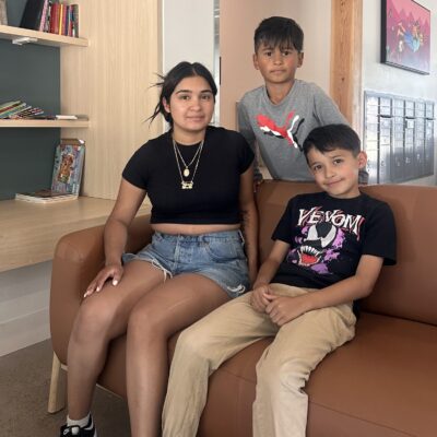 Wendy T. with her two children at Warren Village, Alameda