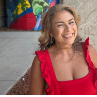 Photo of Amanda in a red dress